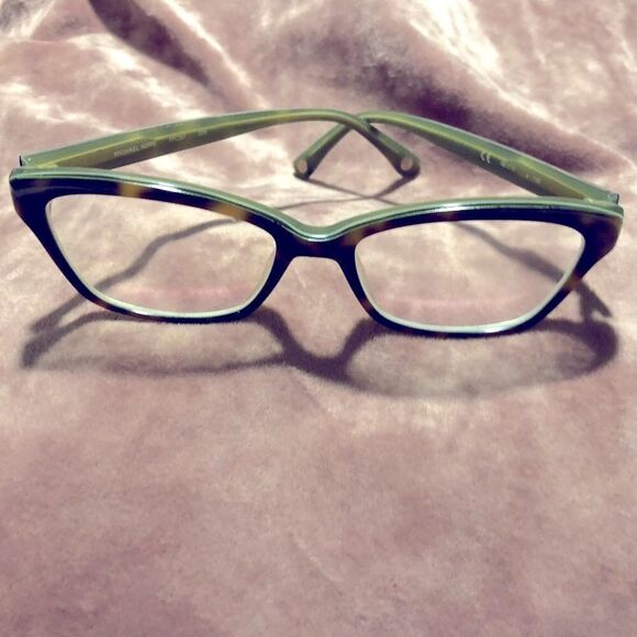 Womens Michael Kors Tortoise Brown Acetate Cats Eye Glasses W Green Interior - Picture 1 of 6